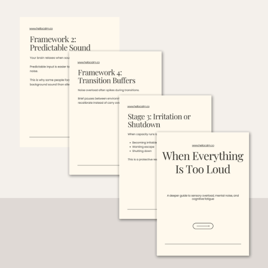 a set of pages from the adhd noise guide | hello calm