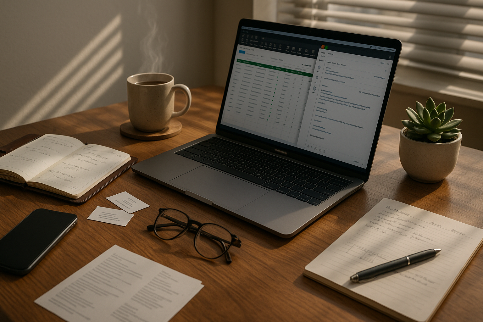 an image which showcases a tranquil, peaceful workplace