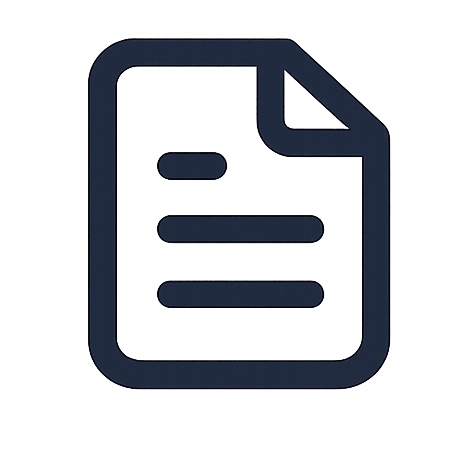 Blue icon of a document on a black background