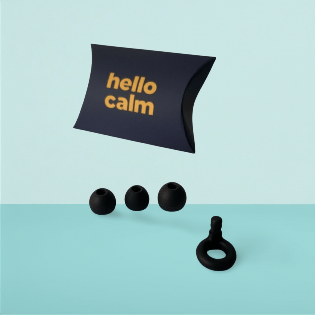 hello calm ADHD earplugs product image multiple tip sizes and earplug travel case