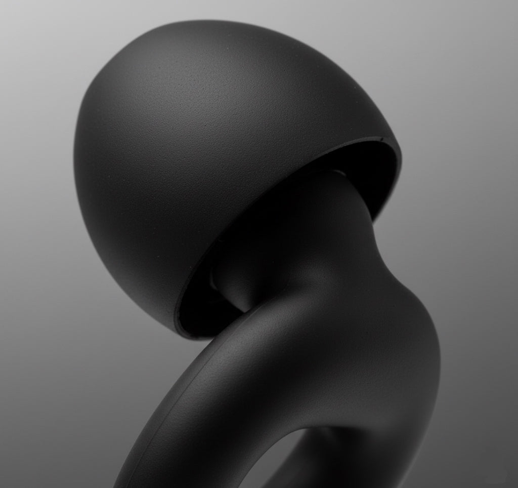 A up close image of a hello calm earplug designed for urban professionals, perfect for reducing noise on city commutes and in open offices.