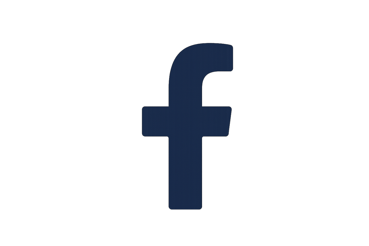 Facebook logo in blue on a white background